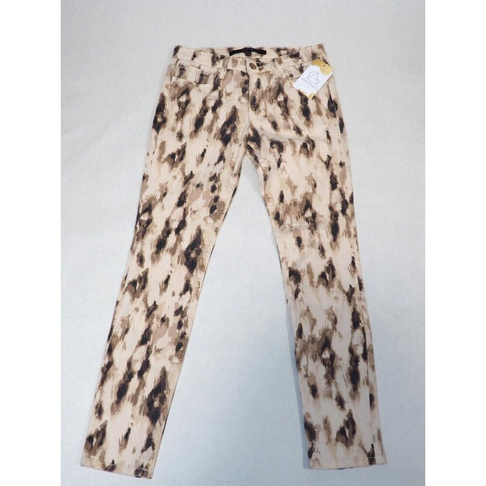 Joe's Jeans Tan & Brown Denim Splatter Print High Water Skinny Jeans, Size 25